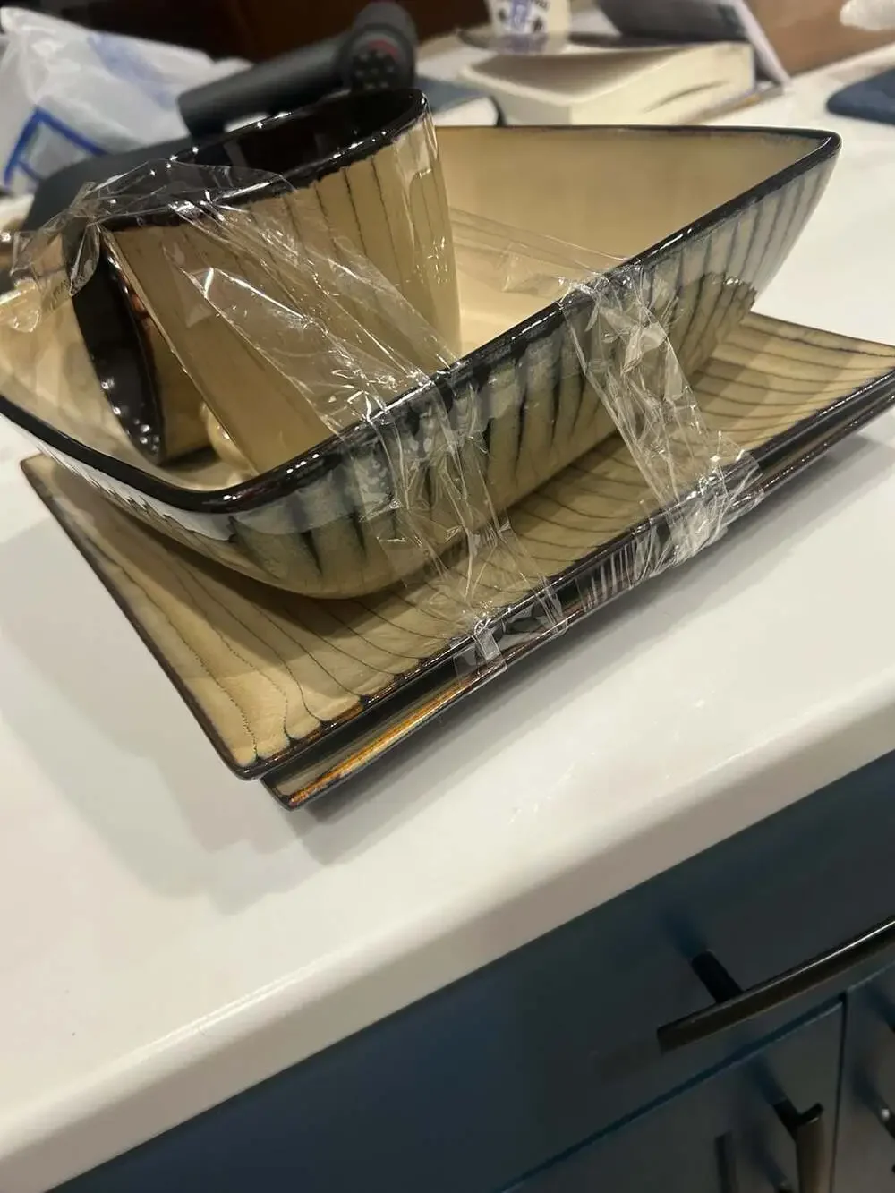 Threshold Bamboo Stoneware Square Dinnerware Replacement Set 5 pc
